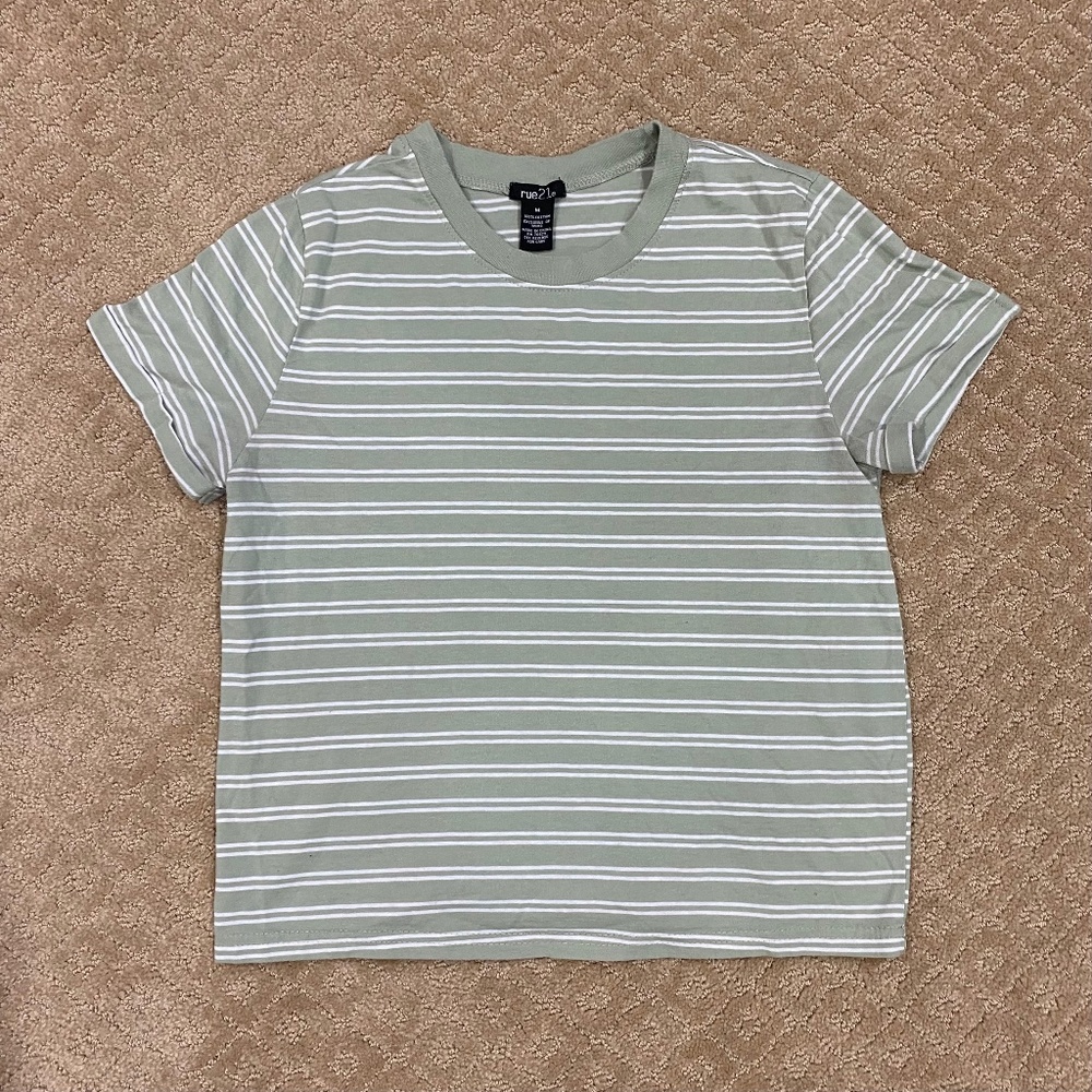 SHEIN Striped Green T-Shirt